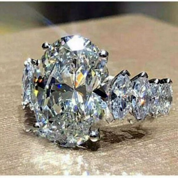 Celeste White Sapphire Cocktail/ Engagement Ring - Picture 4 of 13